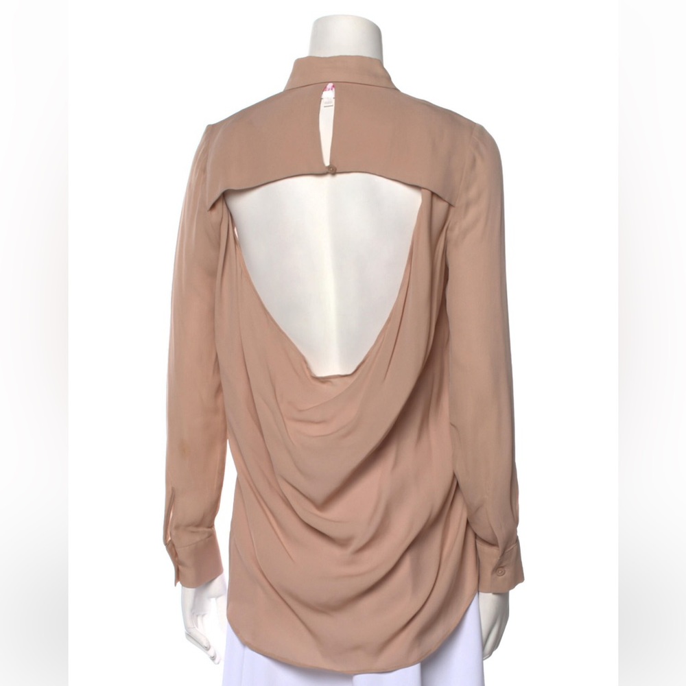 Parker hi low open back long sleeve blush blouse small S